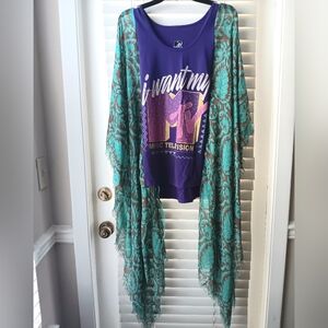 MTV Graphic Upcycled Tee-Poncho  *Handmade